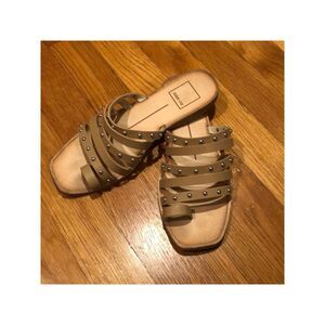 DOLCE VITA Womens Beige Toe-Loop Kaylee Square Toe Slip On Slide Sandals 6